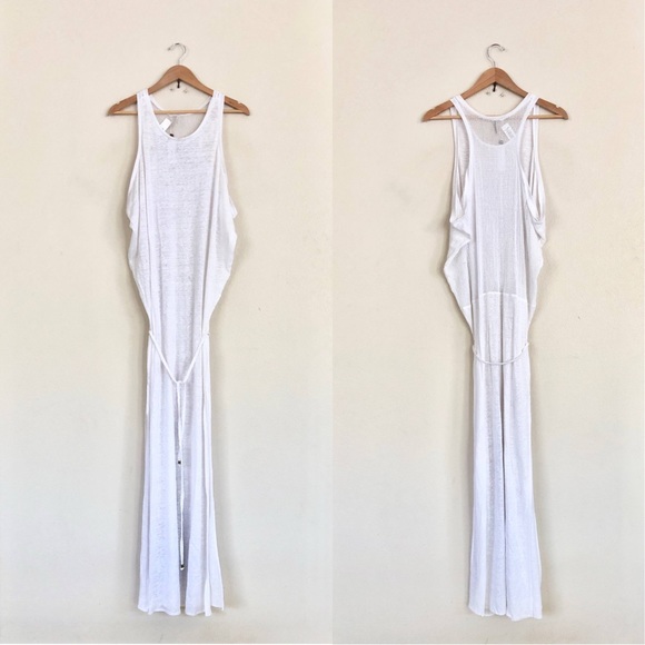 VITAMIN A Island 100% Linen Mesh Maxi Dress in White - Picture 4 of 8